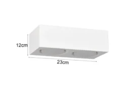 LED Wandleuchte eckig aus Gips mit Up and Down Lichteffekt, Breite 23cm