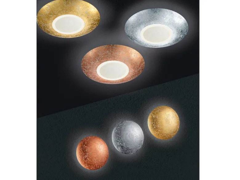 LED Wandleuchte 2er SET aus Metall in Blattgold rund, Ø 22cm