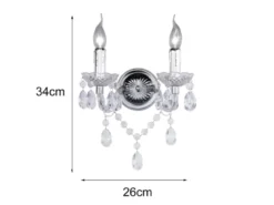 LED Wandleuchte 2-flammig Silber Chrom mit Acryl Kristall, Breite 26cm