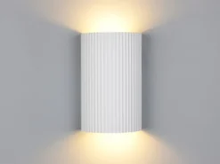 LED Wandleuchte halbrund aus Gips mit Up and Down Lichteffekt, Höhe 22cm