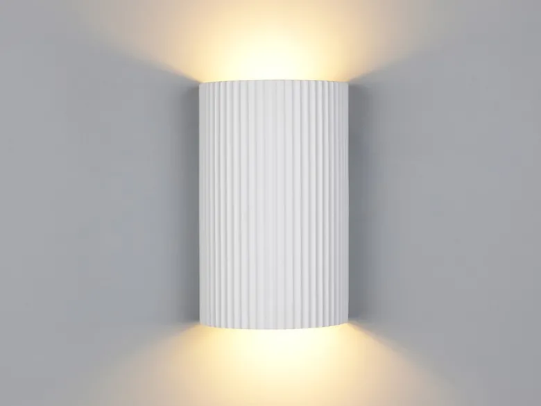 LED Wandleuchte halbrund aus Gips mit Up and Down Lichteffekt, Höhe 22cm