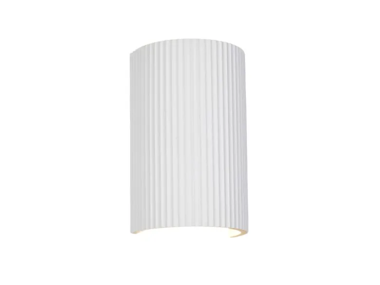 LED Wandleuchte halbrund aus Gips mit Up and Down Lichteffekt, Höhe 22cm