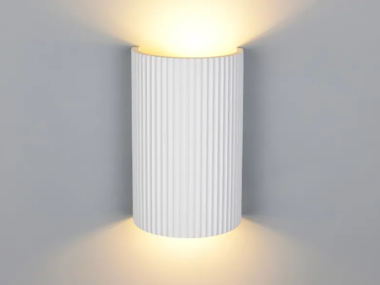 LED Wandleuchte halbrund aus Gips mit Up and Down Lichteffekt, Höhe 22cm