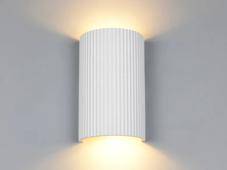 LED Wandleuchte halbrund aus Gips mit Up and Down Lichteffekt, Höhe 22cm