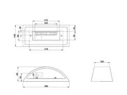 LED Wandleuchte halbrund aus Gips mit Up and Down Lichteffekt, Breite 30cm