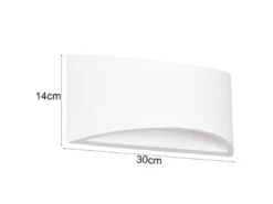 LED Wandleuchte halbrund aus Gips mit Up and Down Lichteffekt, Breite 30cm