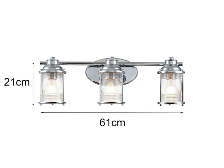 LED Wandleuchte in Chrom für Badezimmer & Wohnraum, Breite 61cm