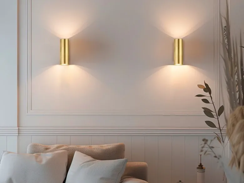 LED Wandleuchte in Gold foliert, Up & Down Strahler, Höhe 16,5cm