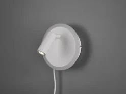 LED Wandleuchte JORDAN Weiß mit Leselampe & Stecker, Ø 15cm
