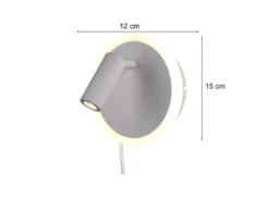 LED Wandleuchte JORDAN Weiß mit Leselampe & Stecker, Ø 15cm