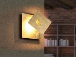 LED Wandleuchte LEANO mit indirekter Beleuchtung Gold, Höhe 18cm