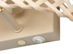 LED Wandleuchte mit Lampenschirm aus Bambus & Schalter, Höhe 19cm