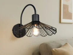 LED Wandleuchte mit Schalter & Metall Gitterschirm, Höhe 21,5cm