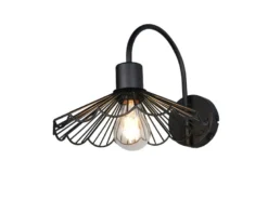 LED Wandleuchte mit Schalter & Metall Gitterschirm, Höhe 21,5cm