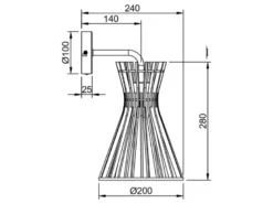 LED Wandleuchte mit Schalter & Lamellen Lampenschirm in Holzoptik, Höhe 24cm