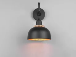 LED Wandleuchte mit Schalter und Stecker, Metall Schwarz Gold Höhe 30cm