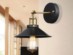 LED Wandleuchte mit schwenkbarem Metallschirm Schwarz, Höhe 20cm
