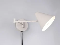 LED Wandleuchte mit Stecker, Schalter und Schwenkarm, Hellgrau, Höhe 16cm