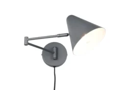 LED Wandleuchte mit Stecker, Schalter und Schwenkarm, Anthrazit, Höhe 16cm