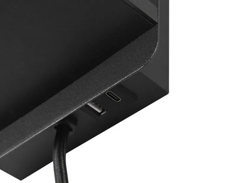 LED Wandleuchte mit Stecker, Schalter & Ladefunktion Schwarz, Höhe 31cm