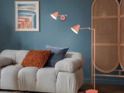 LED Wandleuchte mit Stecker, Schalter und Schwenkarm, Apricot, Höhe 16cm
