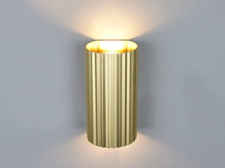 LED Wandleuchte mit Up and Down Lichteffekt, Metall Gold, Höhe 18cm