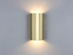 LED Wandleuchte mit Up and Down Lichteffekt, Metall Gold, Höhe 18cm