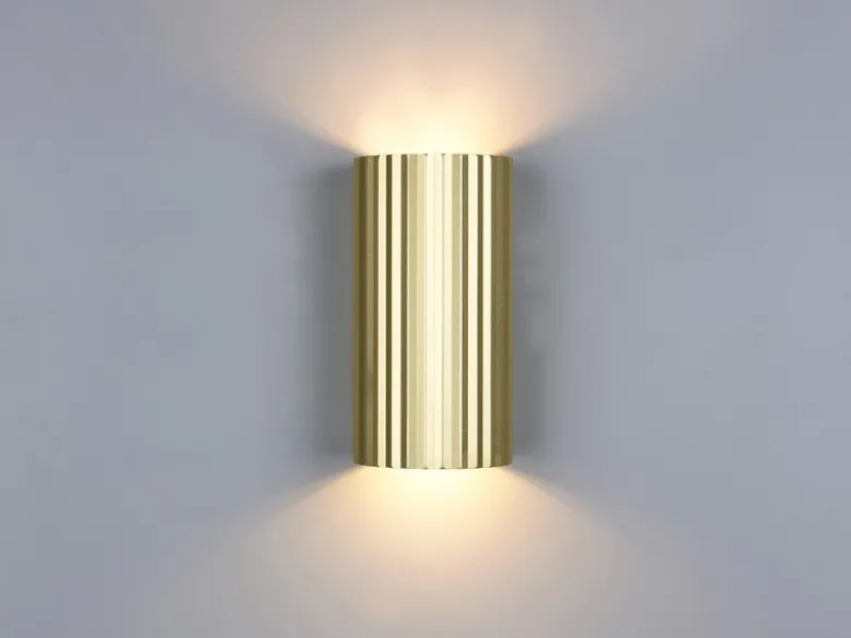LED Wandleuchte mit Up and Down Lichteffekt, Metall Gold, Höhe 18cm