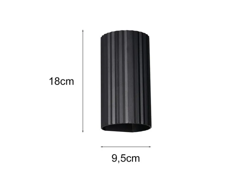 LED Wandleuchte mit Up and Down Lichteffekt, Metall Schwarz, Höhe 18cm
