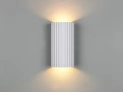 LED Wandleuchte mit Up and Down Lichteffekt, Metall Weiß, Höhe 18cm