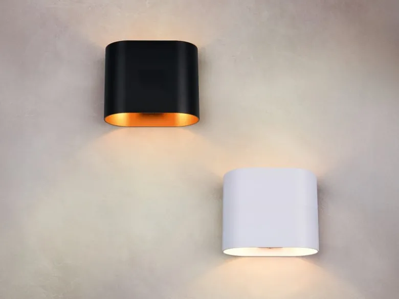 LED Wandleuchte mit Up & Down Lichteffekt, Schwarz Gold, Breite 15cm