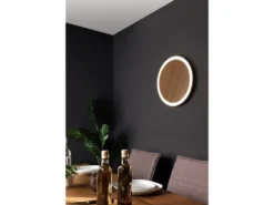 LED Wandleuchte MOON für Wand & Decke Holzoptik 3 Stufen dimmbar, Ø 30cm