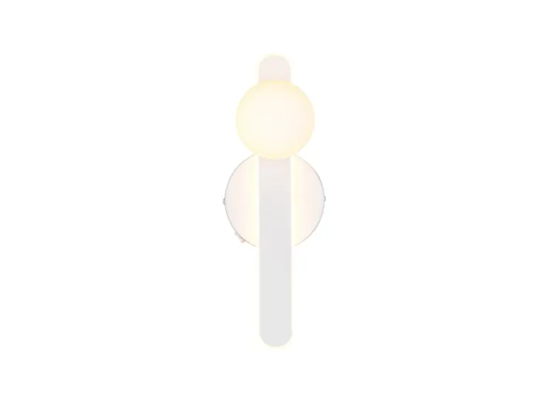 LED Wandleuchte NAPOLI Weiß mit Schalter & Glaskugel, Höhe 34,5cm