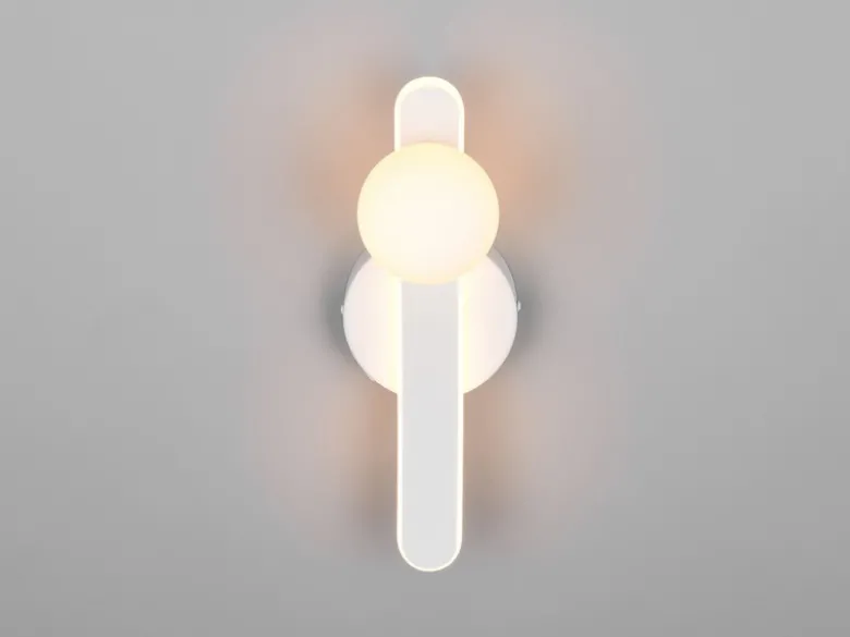 LED Wandleuchte NAPOLI Weiß mit Schalter & Glaskugel, Höhe 34,5cm