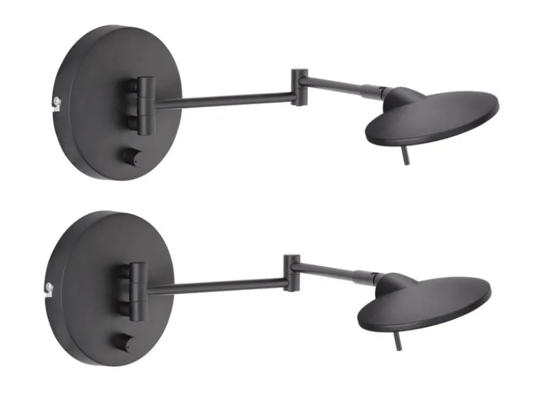 LED Wandleuchten 2er SET Schwarz verstellbar stufenlos dimmbar - 55cm