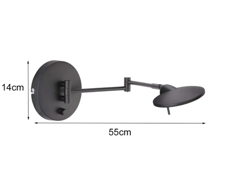 LED Wandleuchten 2er SET Schwarz verstellbar stufenlos dimmbar - 55cm