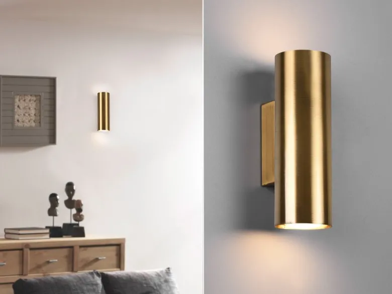 LED Wandleuchte Up and Down Light in Altmessing 2-flammig dimmbar, Höhe 18cm
