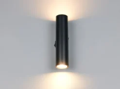 LED Wandleuchte Up and Down Schwarz mit Schalter, Höhe 18cm
