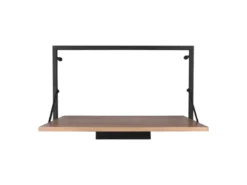 LED Wandregal 2er SET mit Beleuchtung aus Metall schwarz & Holz 50cm breit