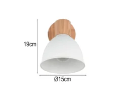 LED Wandstrahler aus Metall in Weiß & Holzoptik, Höhe 19cm