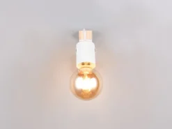 LED Wandstrahler aus Metall in Weiß mit Naturholz, Höhe 13cm
