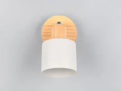 LED Wandstrahler & Deckenstrahler Hellgrau mit Holz, Breite 9cm