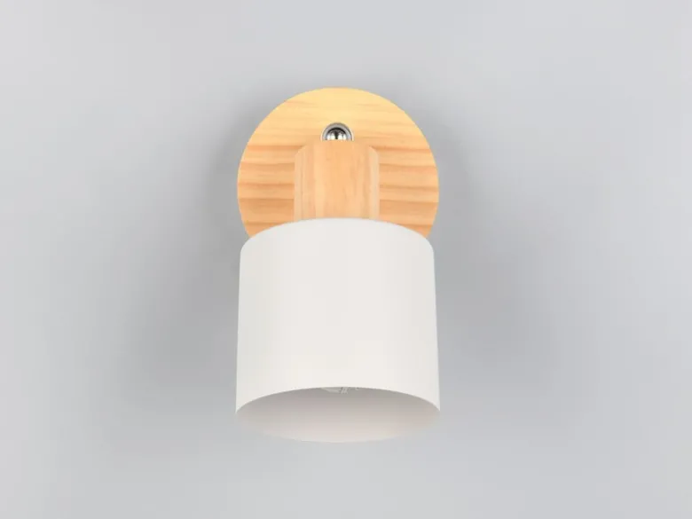 LED Wandstrahler & Deckenstrahler Hellgrau mit Holz, Breite 9cm
