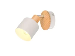 LED Wandstrahler & Deckenstrahler Hellgrau mit Holz, Breite 9cm