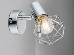 LED Wandstrahler Gitter Silber Chrom Industrial, Breite 10cm