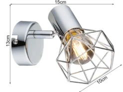 LED Wandstrahler Gitter Silber Chrom Industrial, Breite 10cm