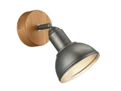 LED Wandstrahler Holz & Metall Silber Antik, Breite 11,5cm