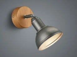 LED Wandstrahler Holz & Metall Silber Antik, Breite 11,5cm