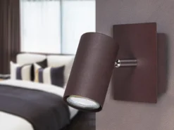 LED Wandstrahler Metall Rost mit schwenkbarem Spot, Breite 12cm