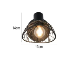 LED Wandstrahler Metall Schwarz mit Drahtgeflecht Lampenschirm, Höhe 14cm